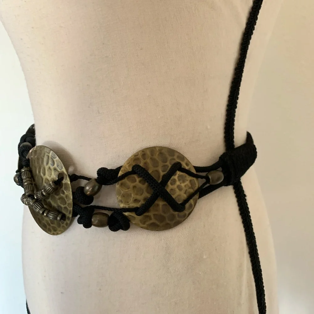 Vintage 80’s MOROCCAN / BOHO Style Rope and Brass Belt OS